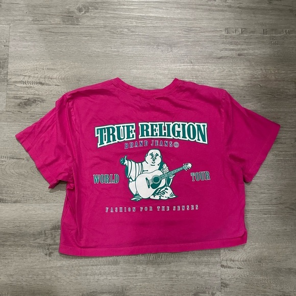 True Religion Tops - Y2k True Religion Pink Graphic Crop Top Sz XS